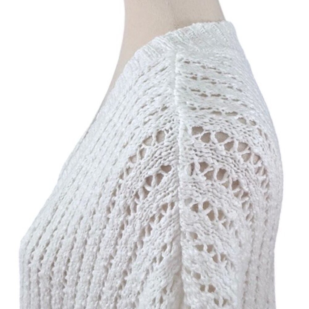 Torrid Open Stitch White Cardigan Poncho Sweater Short Sleeves 3/4 = 22/24 NWT - Picture 6 of 16